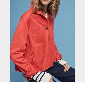 Anthropologie red chino swing jacket (xs)